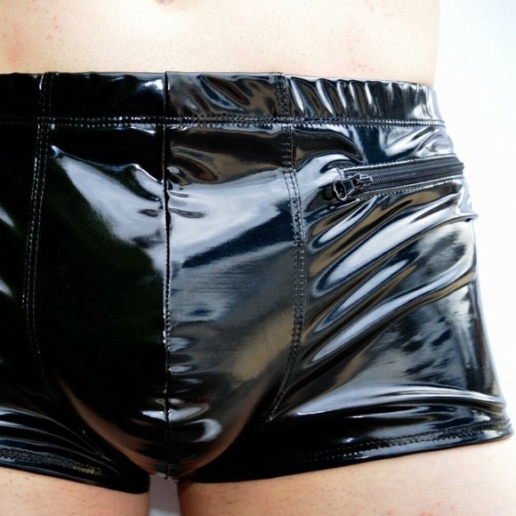 NWT Patrice Catanzaro Black Vinyl South Beach Boxer Shorts Size M - Picture 4 of 8